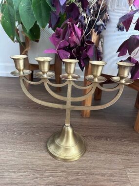 Mid century Brass Five-Arm Candelabra - Home Accents